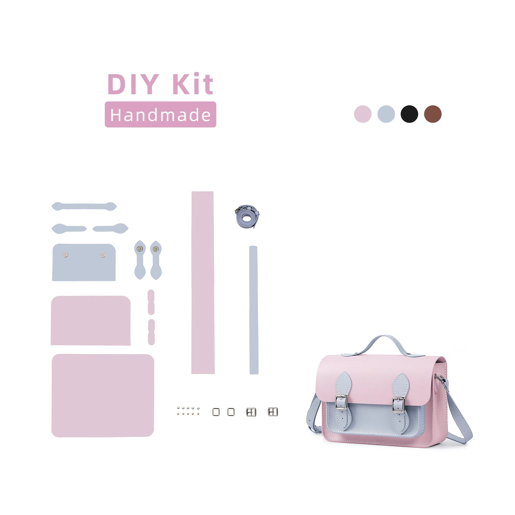 Colorblock Leather Cambridge Bag Kit-Large Size