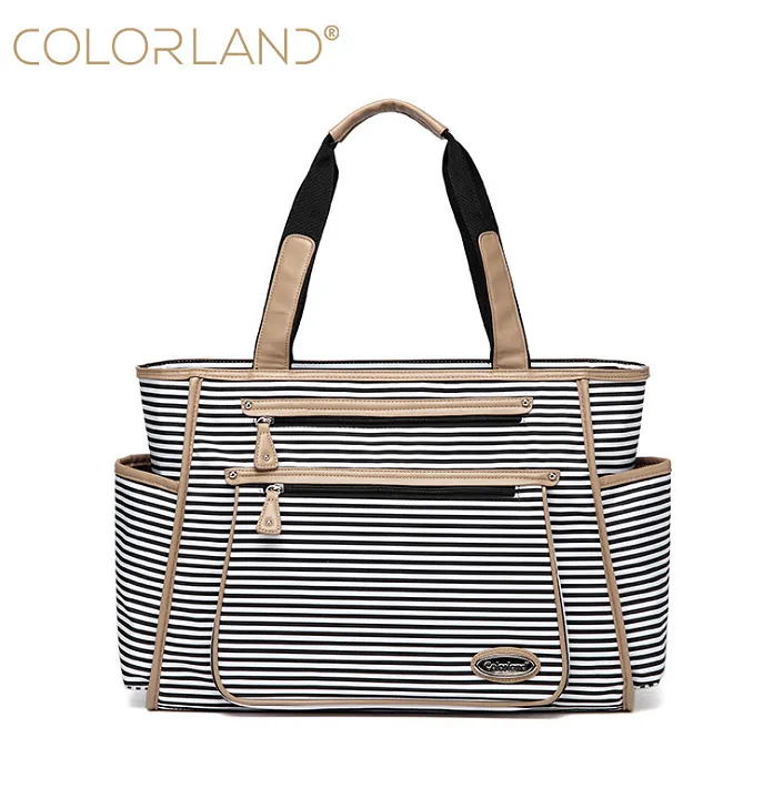 Colorland Black White Stripes Baby Diaper Bag. Organizer Fashion Maternity Bag, Travel Messenger