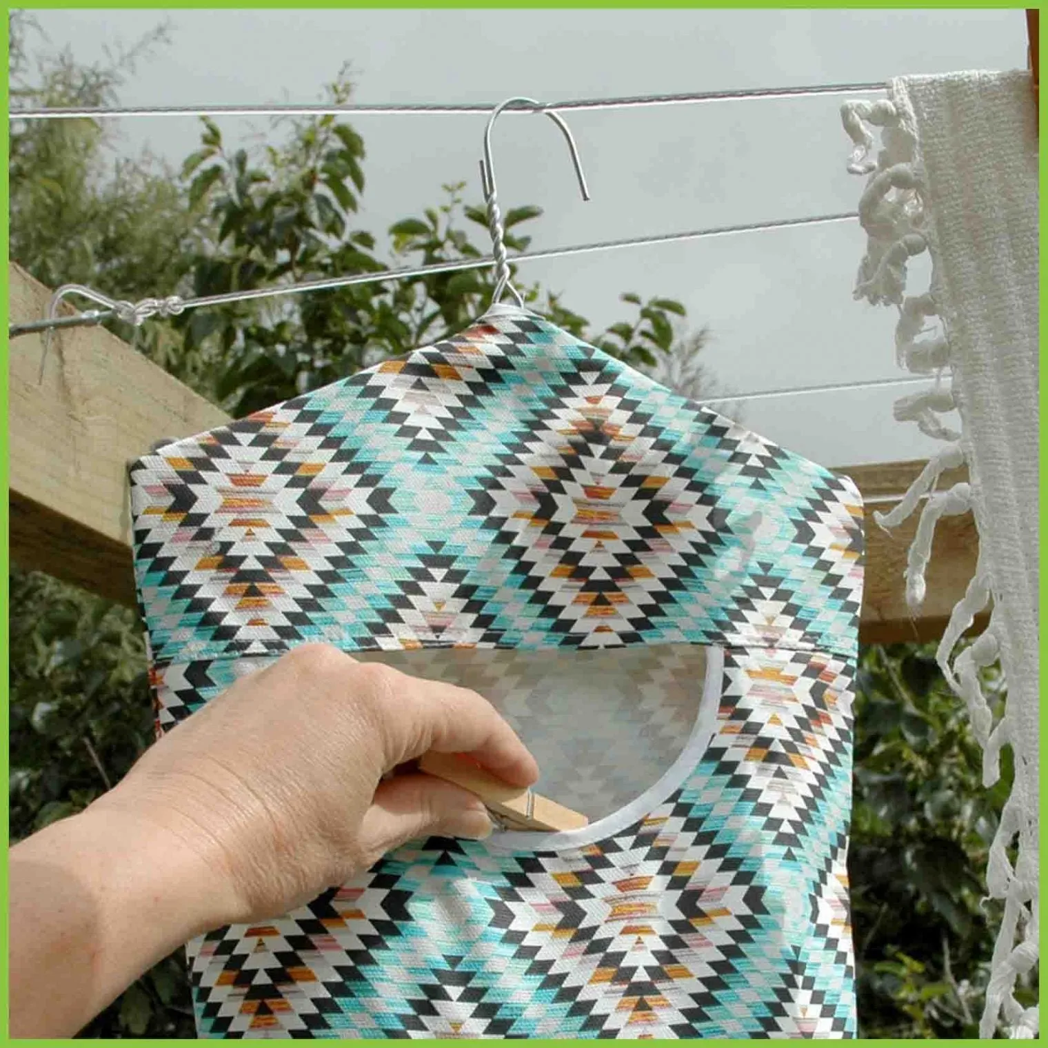 Cotton Peg Bag - Aztec