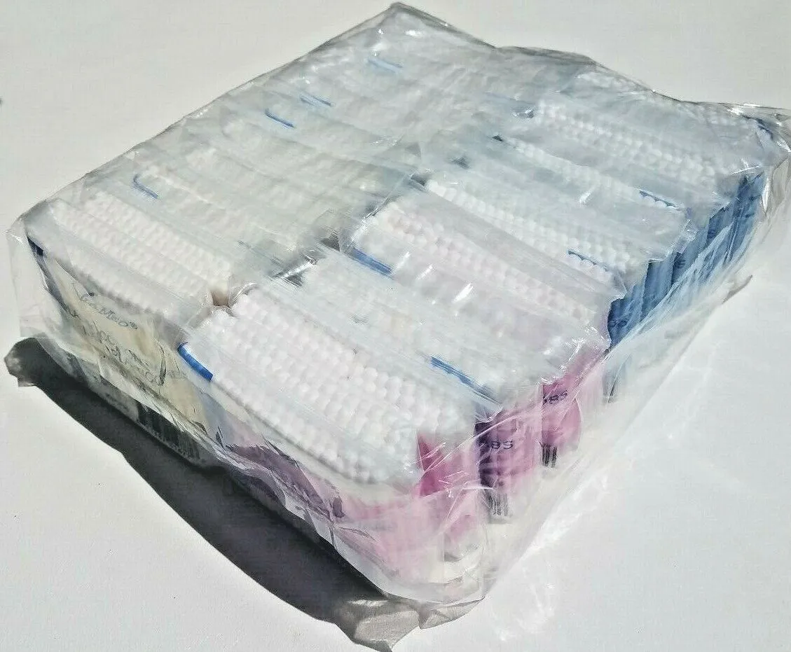 Cotton Swabs Double Q Tip 3” Plastic Pink Blue Yellow White 500 each Total 2000