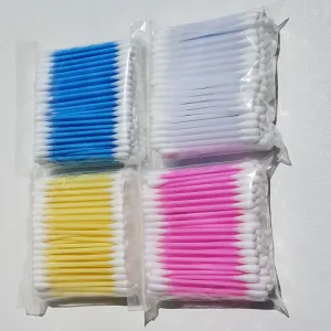 Cotton Swabs Double Q Tip 3” Plastic Pink Blue Yellow White 500 each Total 2000