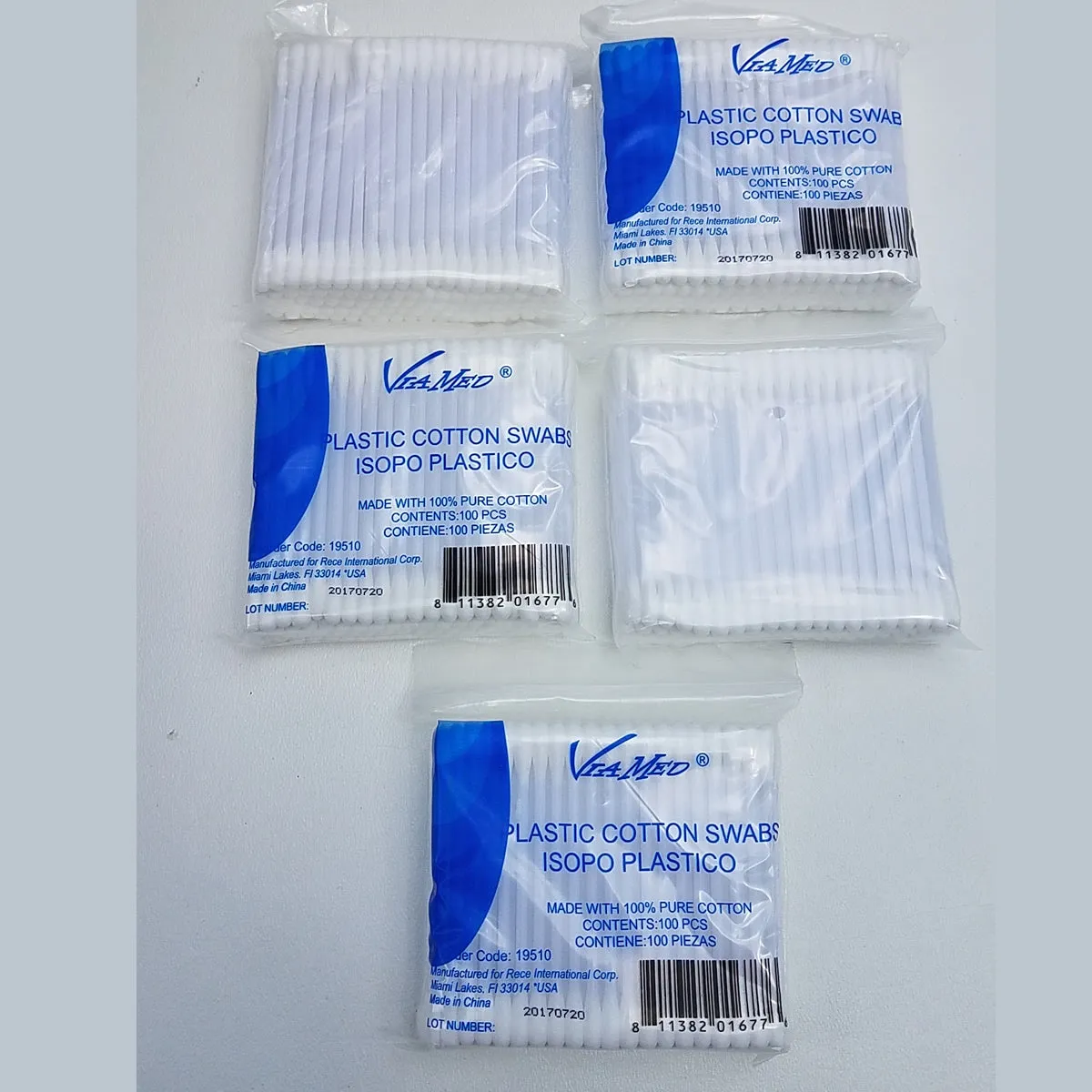 Cotton Swabs Double Q Tip 3” Plastic Pink Blue Yellow White 500 each Total 2000
