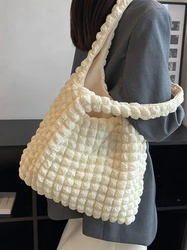 Crinkled Quilted Cotton Tote Bag