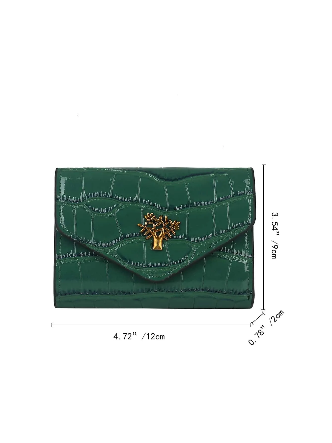 Croc Embossed Metal Decor Wallet - Green