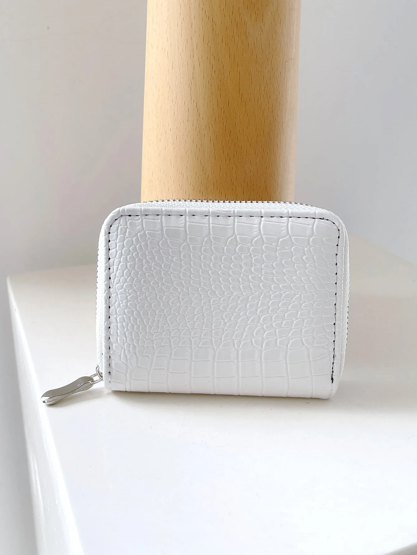 Croc Embossed Purse - White