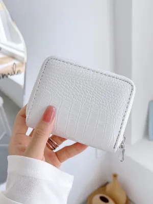 Croc Embossed Purse - White