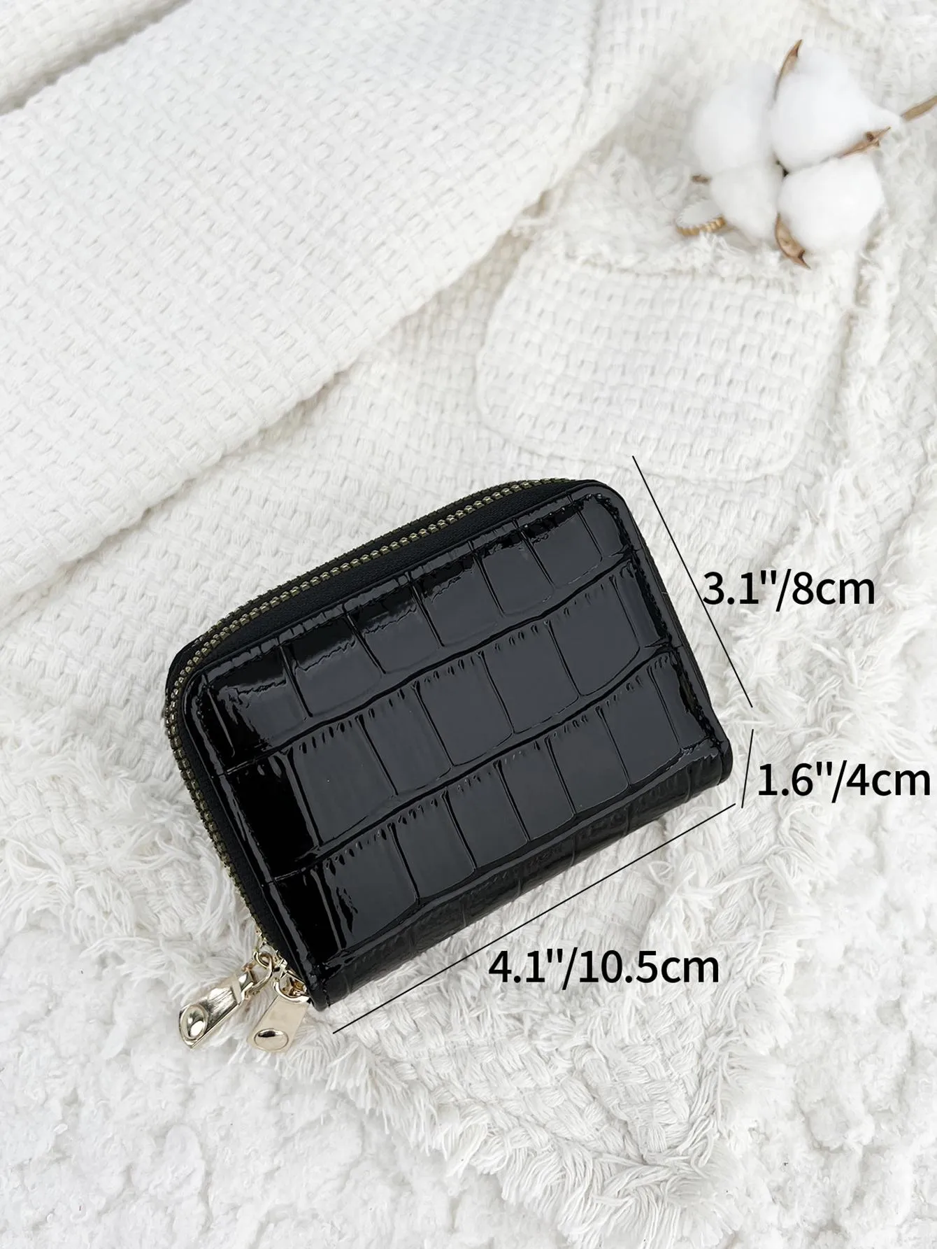 Crocodile Embossed Card Holder - Black