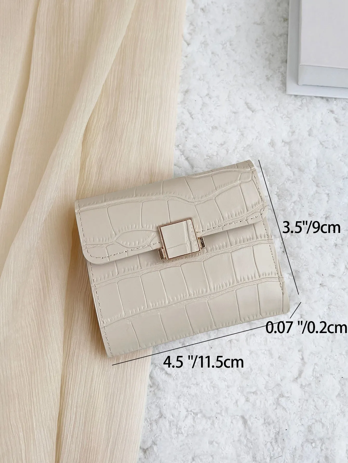 Crocodile Embossed Flap Small Wallet - 𝘚𝘚²³ - Beige- FD ⚡
