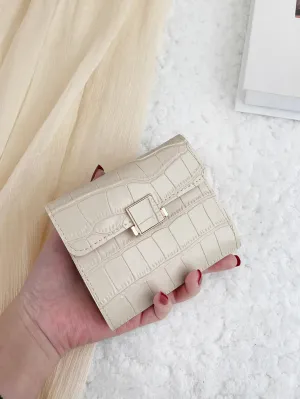 Crocodile Embossed Flap Small Wallet - 𝘚𝘚²³ - Beige- FD ⚡