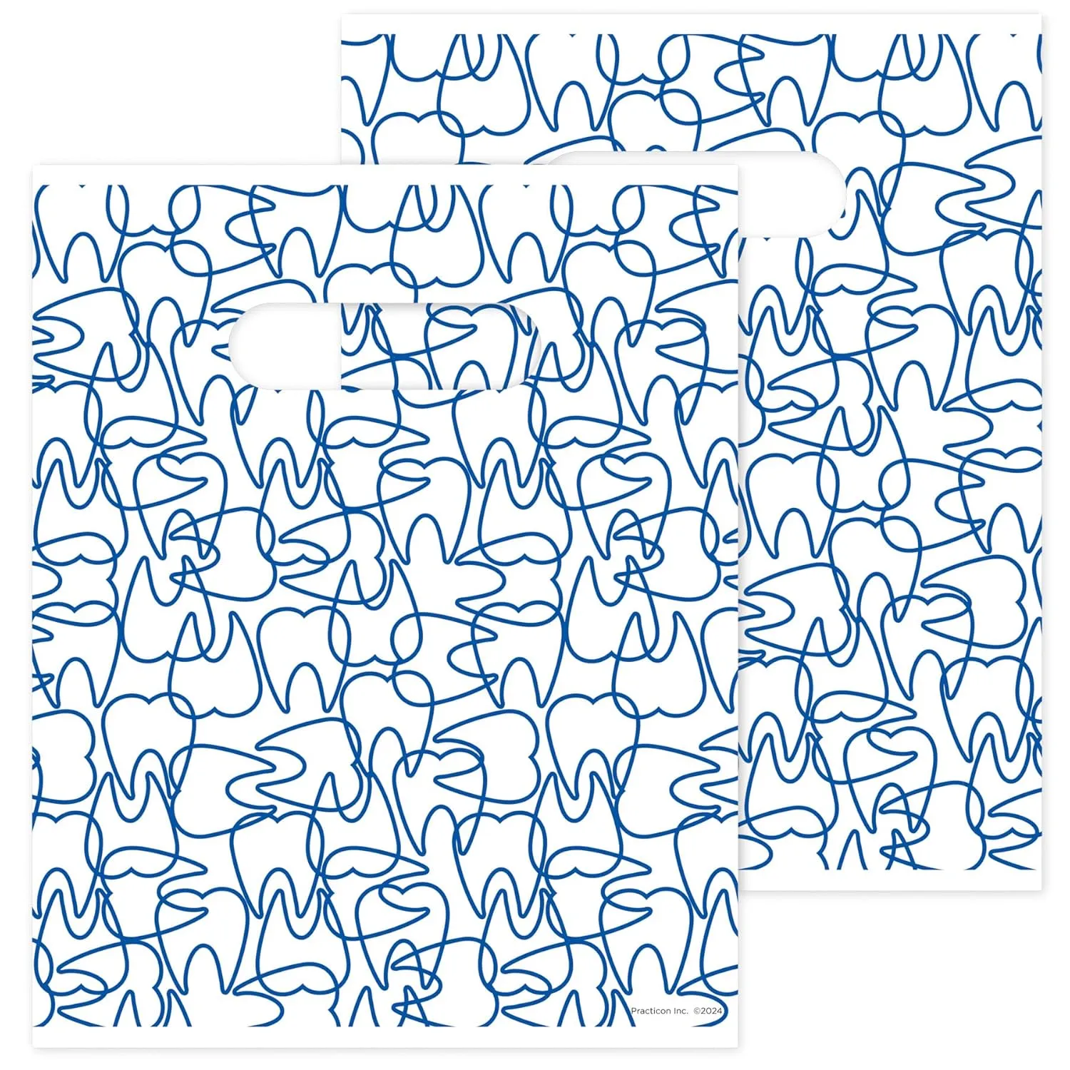 Dental Dots Scatter Print Patient Bags 8 x 10 Pack of 100 Dental Giveaway Bags