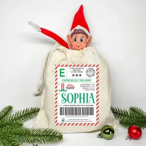 Elf Surprise Personalised Cotton Sack