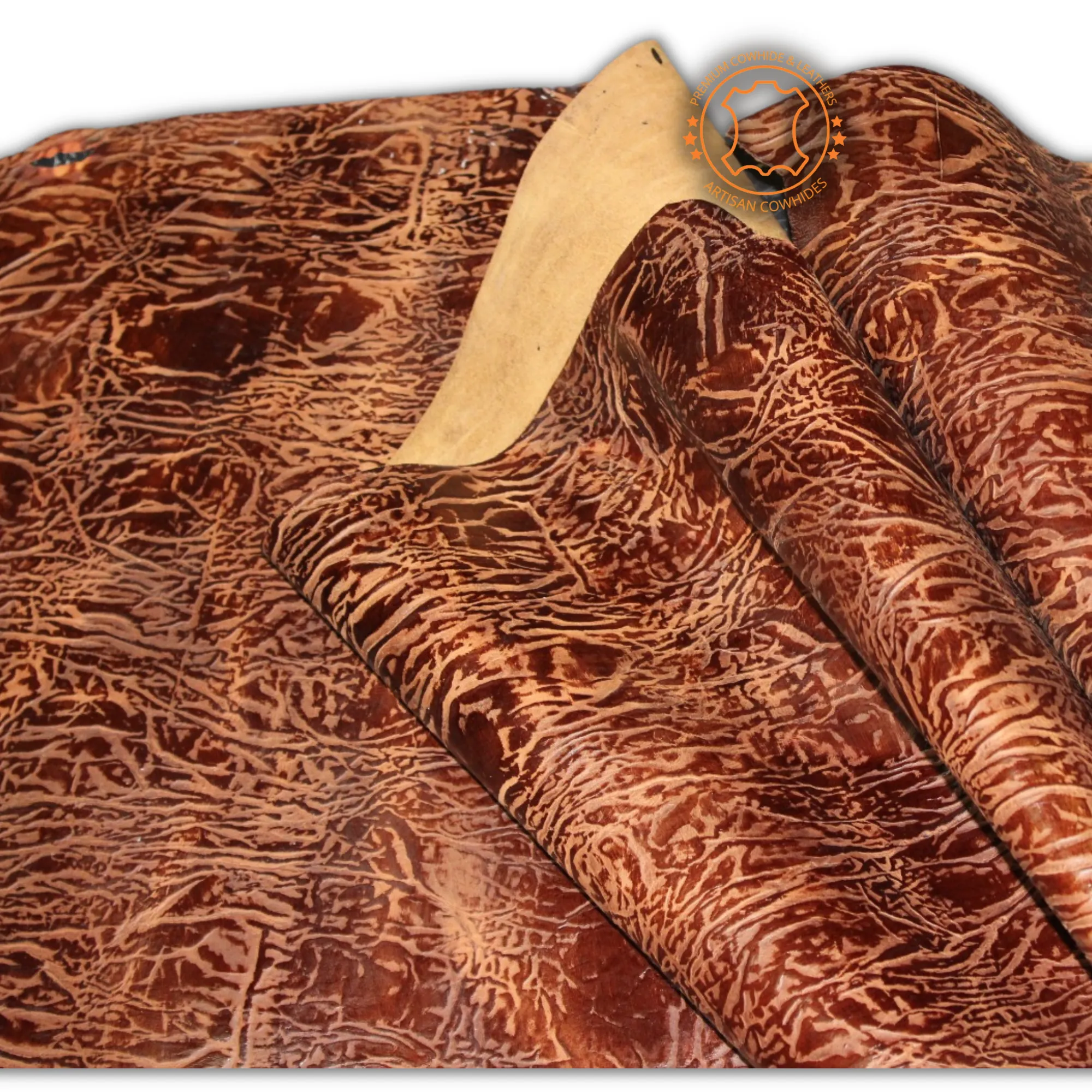 Embossed Leather ELEPHANT  Tan Brown Pull Up: Leather 3 .5- 4.0 oz. | 1.4 - 1.6 mm - Leather for Projects - Leathercraft