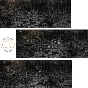 Embossed Leather Sheets -  BLACK CROCODILE  EMBOSSED leather, Precuts Sheets for Crafts