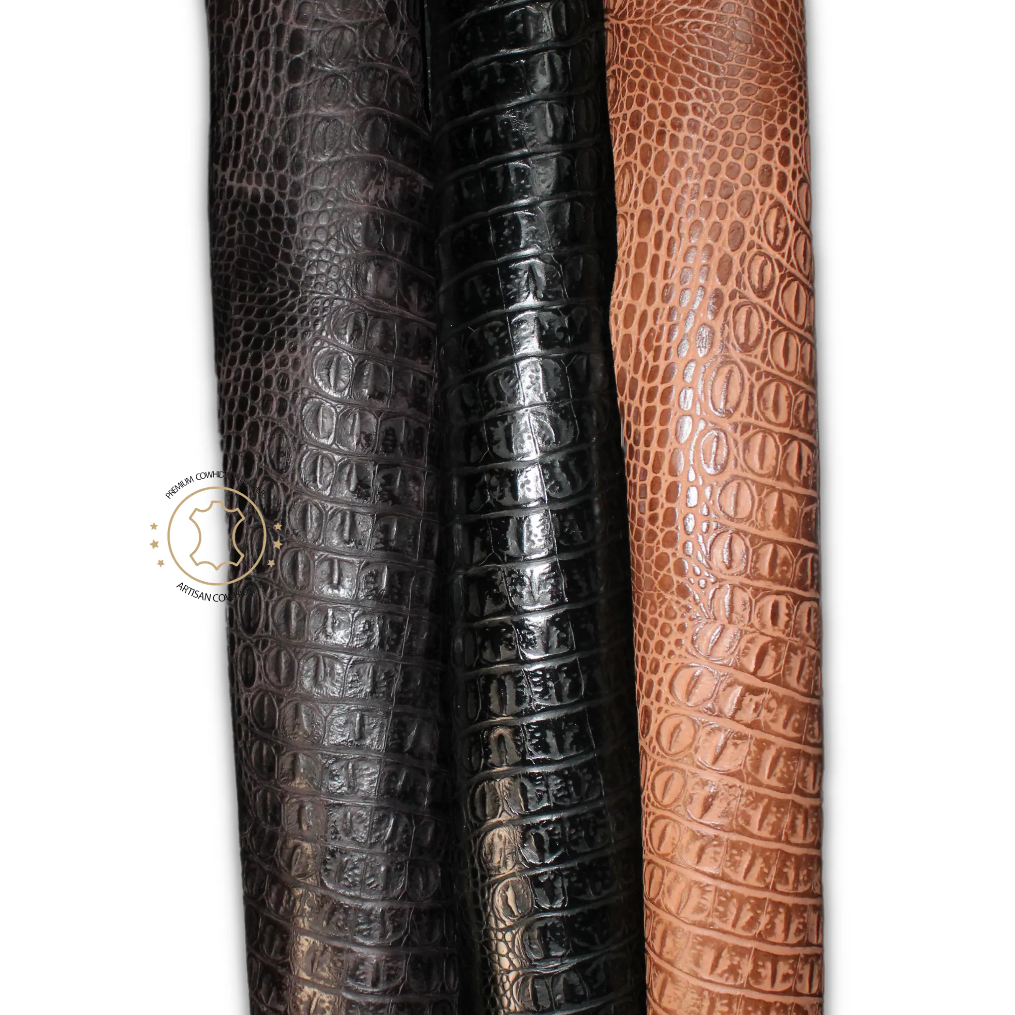 Embossed Leather Sheets -  BLACK CROCODILE  EMBOSSED leather, Precuts Sheets for Crafts