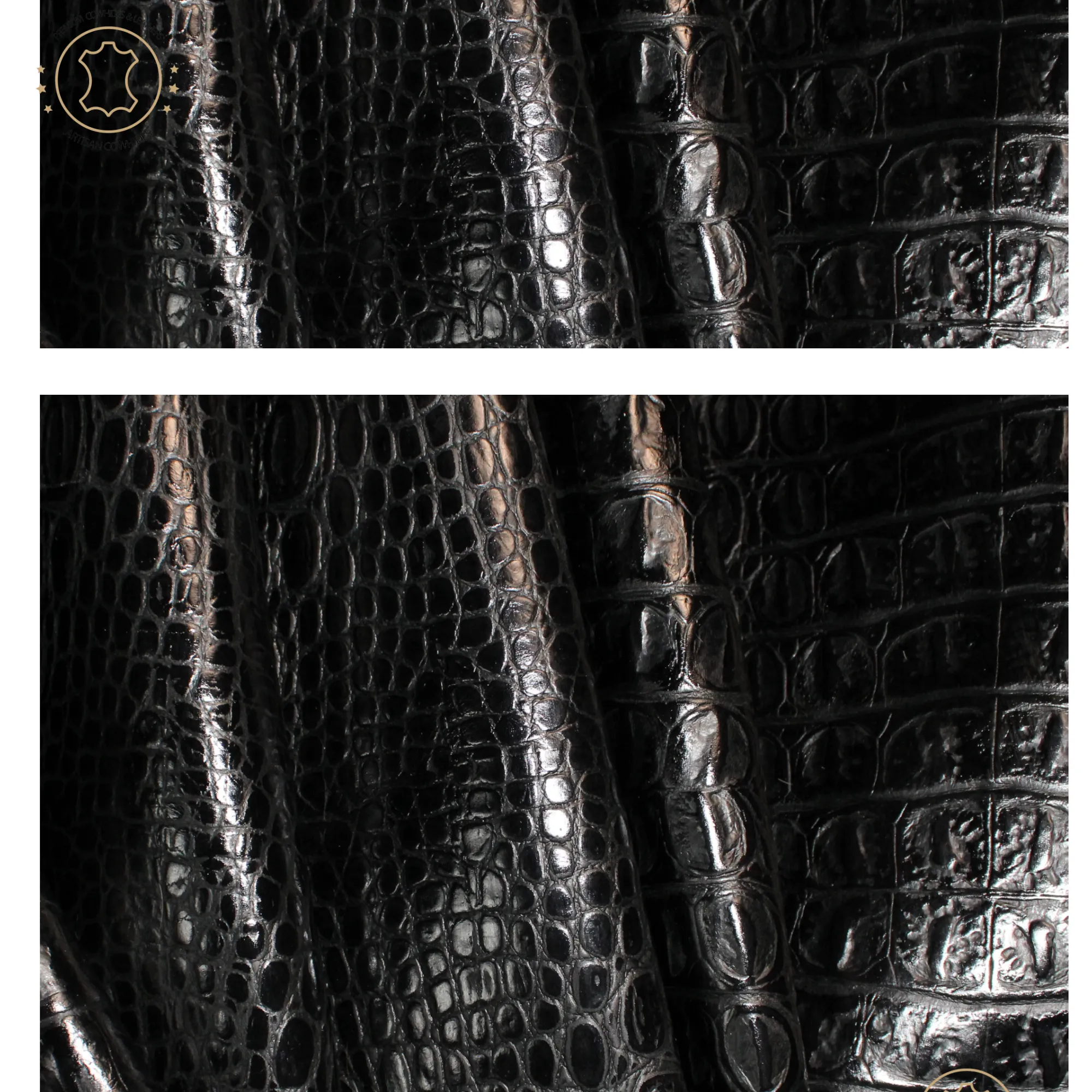 Embossed Leather Sheets -  BLACK CROCODILE  EMBOSSED leather, Precuts Sheets for Crafts