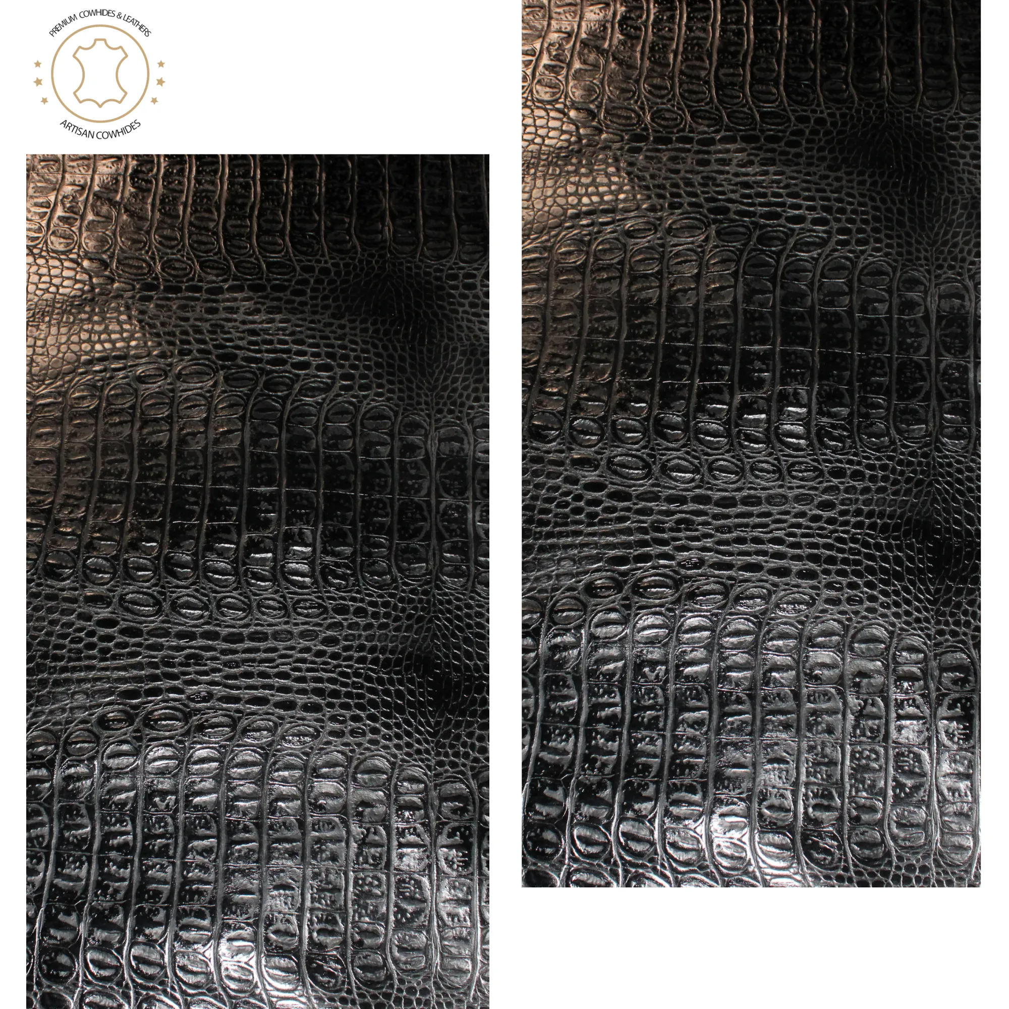 Embossed Leather Sheets -  BLACK CROCODILE  EMBOSSED leather, Precuts Sheets for Crafts