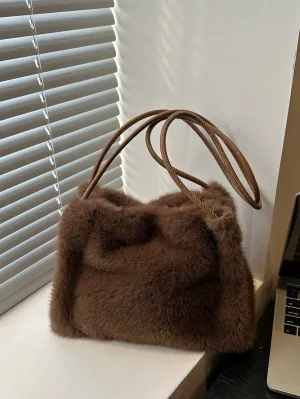 Faux Fur Shoulder Bag with Nylon Lining- FD ⚡