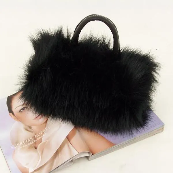 Faux Fur Tote Clutch Shoulder Bag