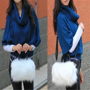 Faux Fur Tote Clutch Shoulder Bag