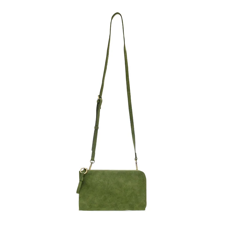 Faux Suede Karina Wristlet & Wallet in Dark Emerald