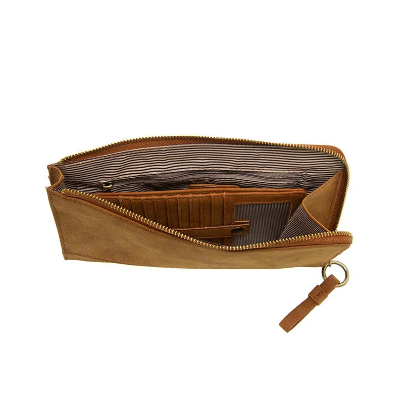 Faux Suede Karina Wristlet & Wallet in Toffee