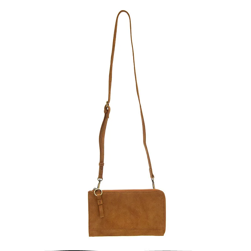 Faux Suede Karina Wristlet & Wallet in Toffee