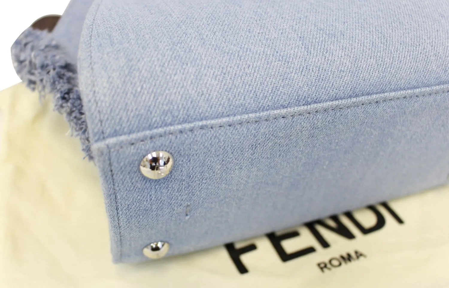 FENDI 3 Jour Mini Fringed Denim Studs Tote Crossbody Bag - Sale