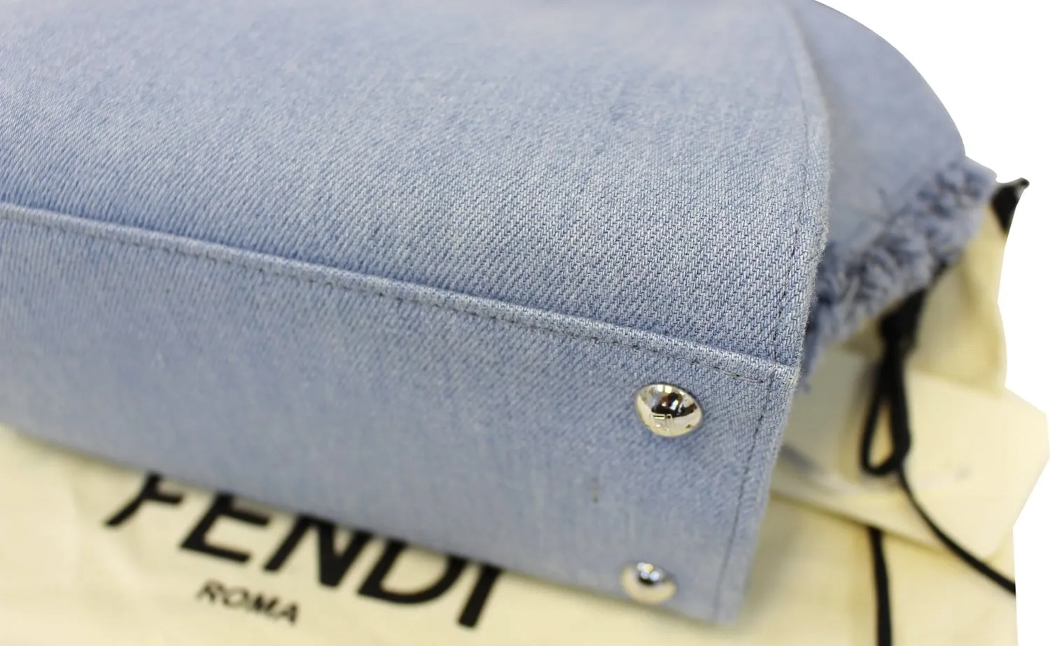 FENDI 3 Jour Mini Fringed Denim Studs Tote Crossbody Bag - Sale