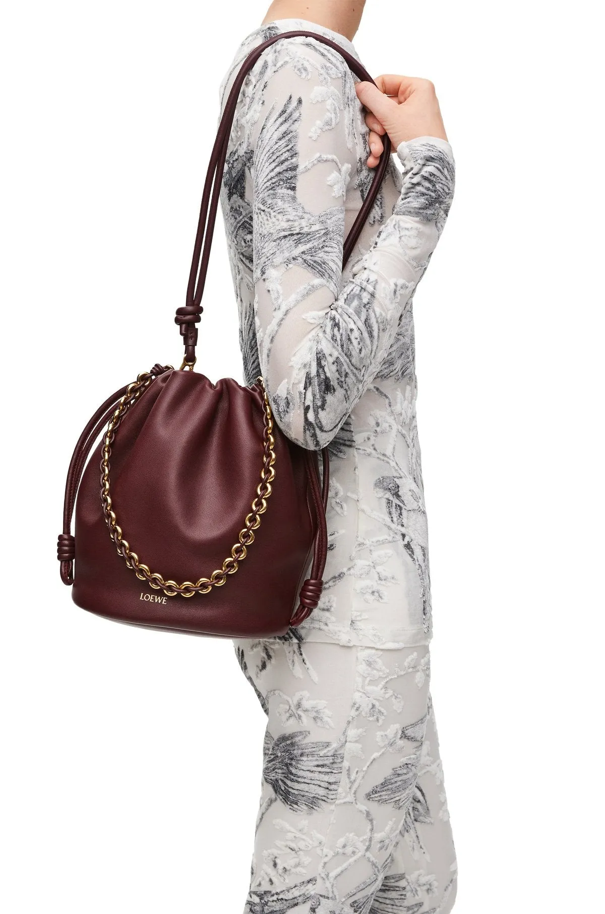 Flamenco Purse Bucket Bag In Mellow Nappa Lambskin