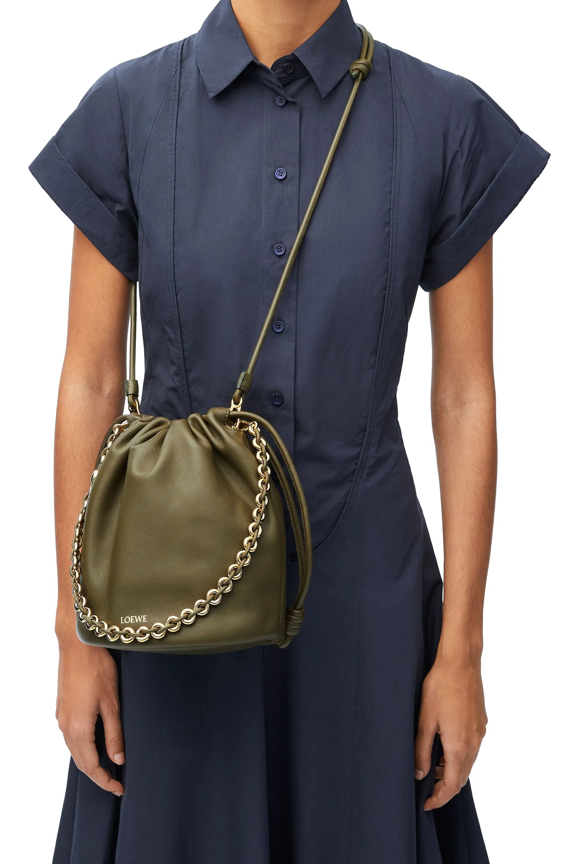 Flamenco Purse Bucket Bag In Mellow Nappa Lambskin