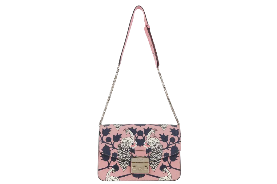 FURLA METROPOLIS MINI SHOULDER BAG PINK PEACOCK GOLD HARDWARE NO DUST COVER