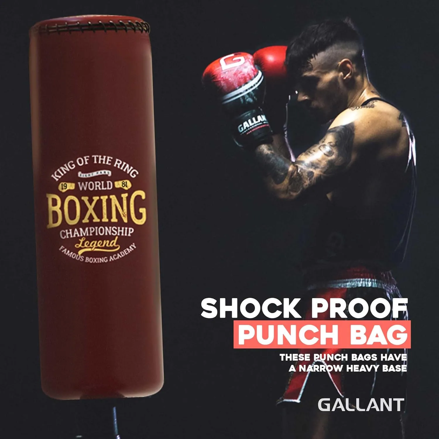 Gallant 5.5ft Free Standing Boxing Punch Bag Brown - Free Standing Heavy Bag