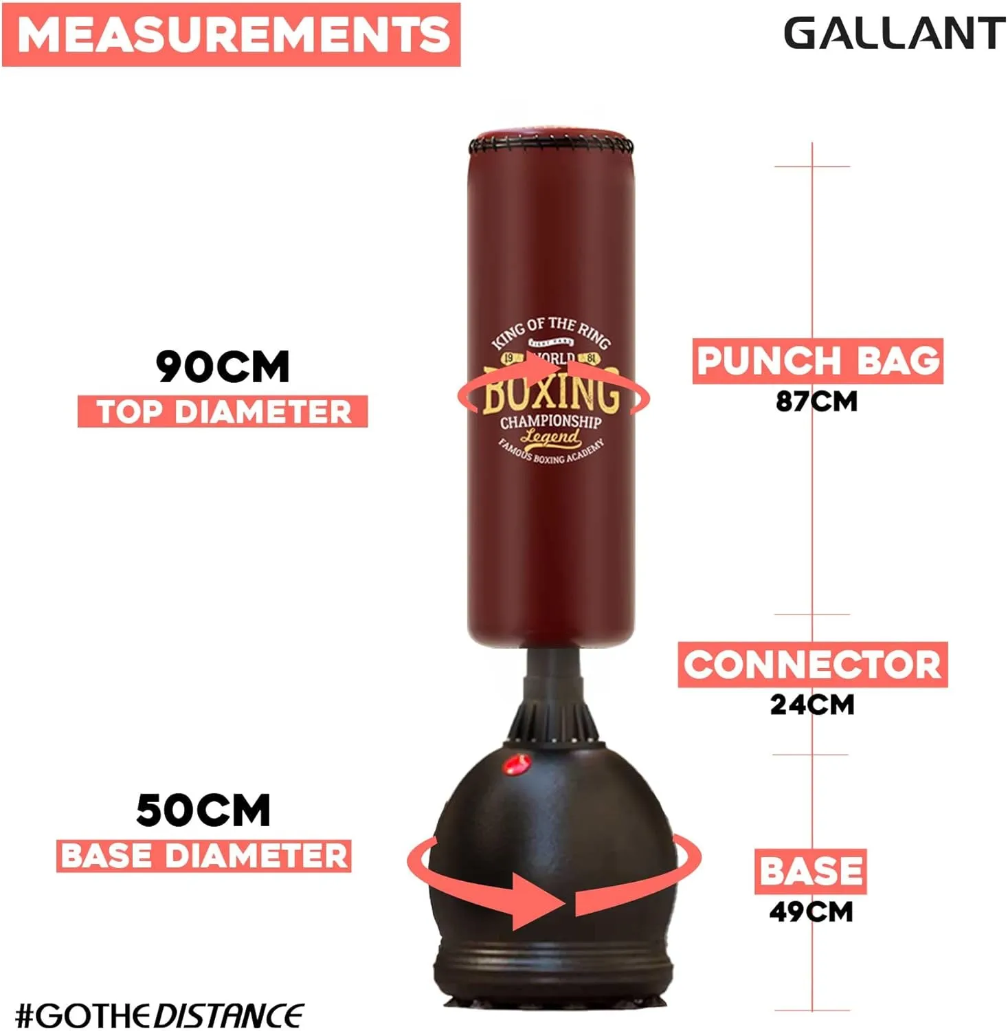 Gallant 5.5ft Free Standing Boxing Punch Bag Brown - Free Standing Heavy Bag