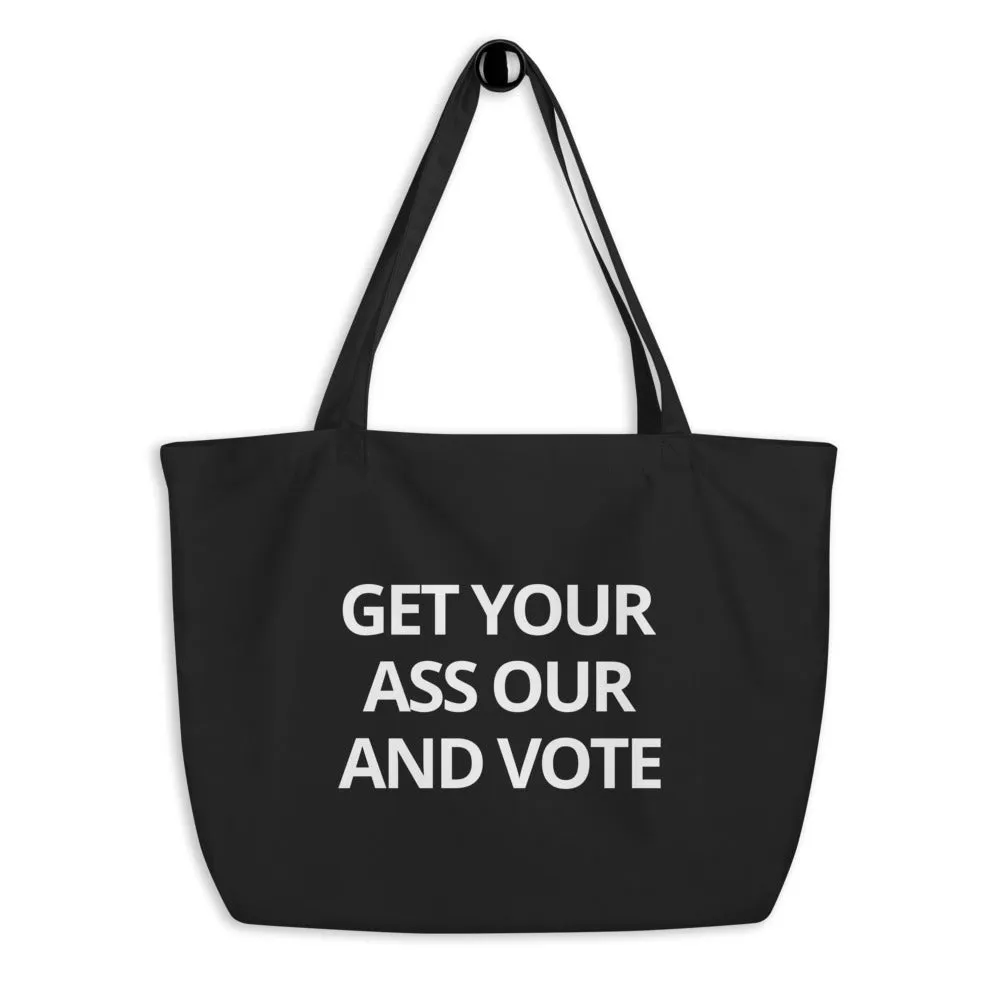 Get Out and Vote - Bold Block - Large organic tote bag