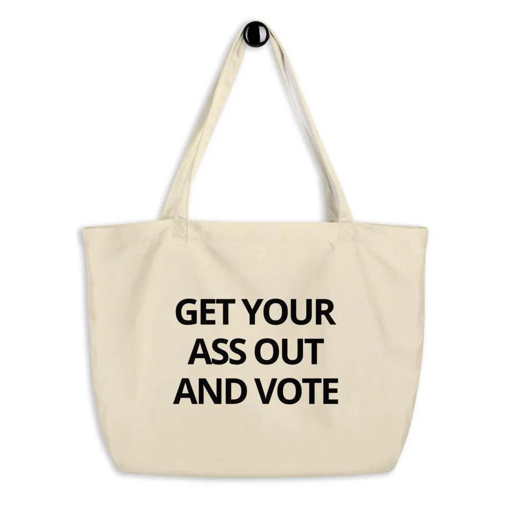 Get Out and Vote - Bold Block - Large organic tote bag
