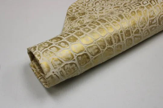Gold EMBOSSED TORTOISE LEATHER |  12"x12 12"x18", 12"x24" Precuts Sheets