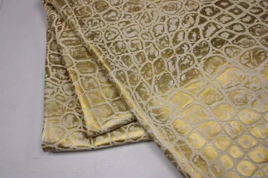Gold EMBOSSED TORTOISE LEATHER |  12"x12 12"x18", 12"x24" Precuts Sheets
