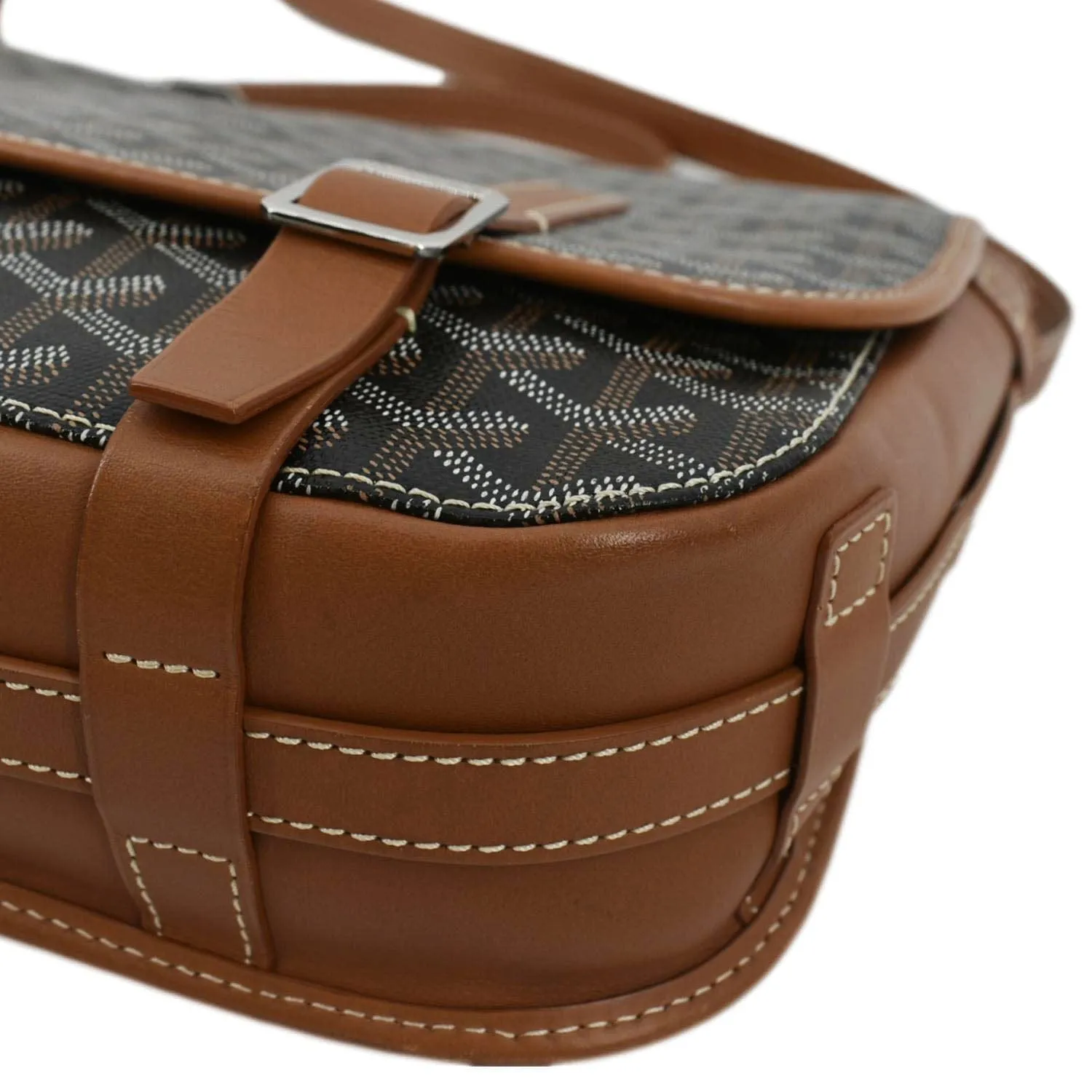 Goyard Belvedere MM Goyardine Canvas Crossbody Bag Tan
