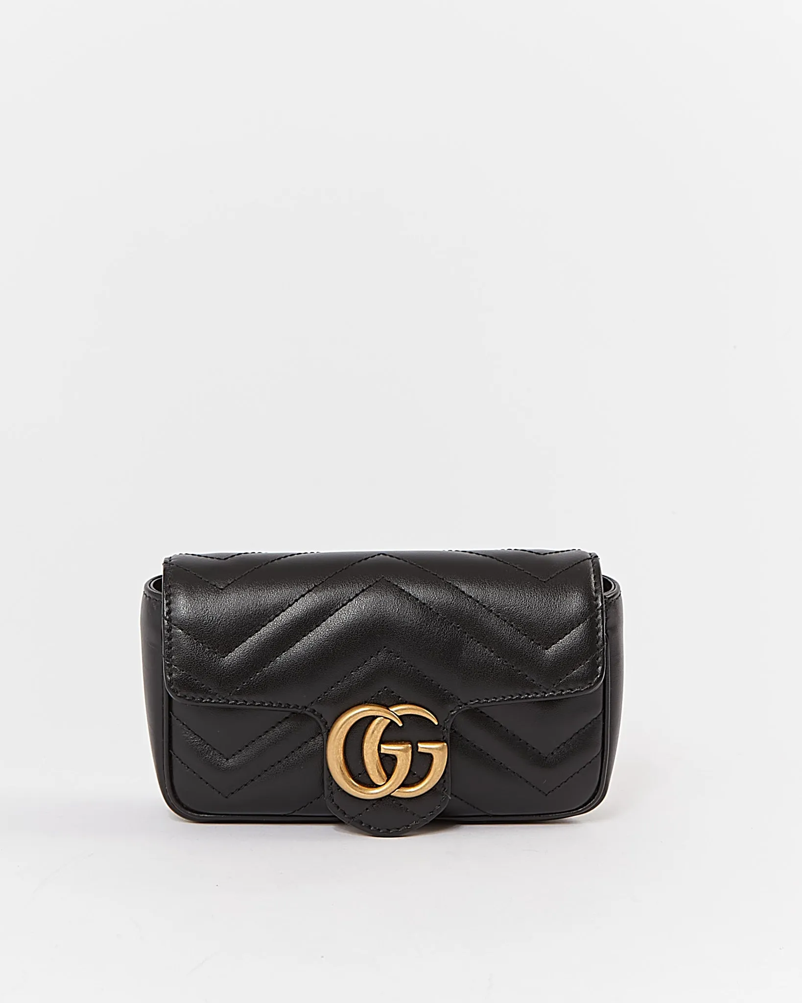 Gucci Black Chevron Matelasse GG Marmont Mini Chain Bag