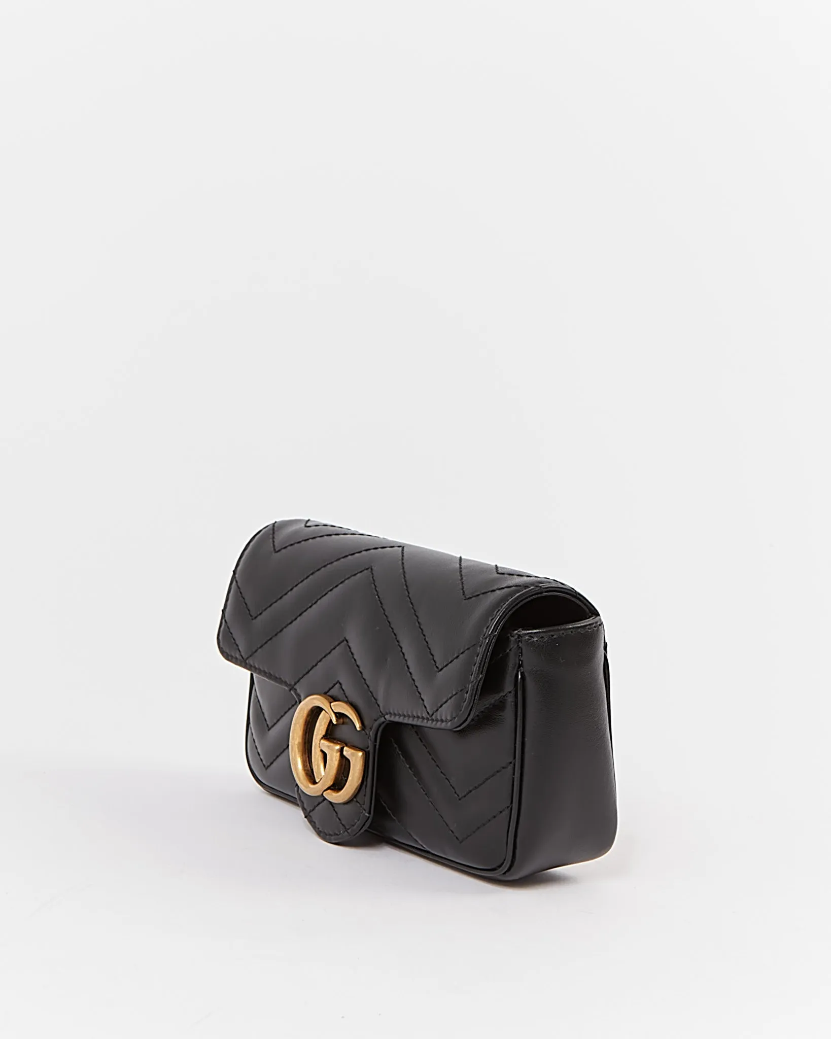 Gucci Black Chevron Matelasse GG Marmont Mini Chain Bag