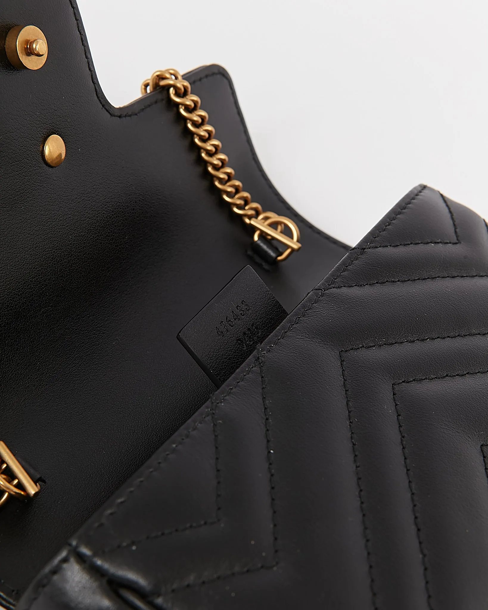 Gucci Black Chevron Matelasse GG Marmont Mini Chain Bag