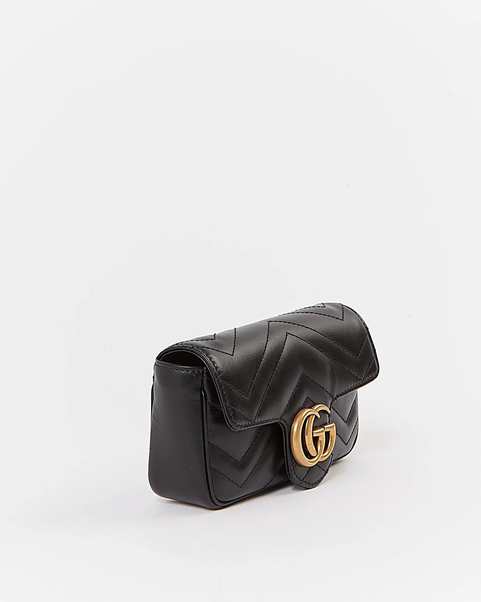 Gucci Black Chevron Matelasse GG Marmont Mini Chain Bag