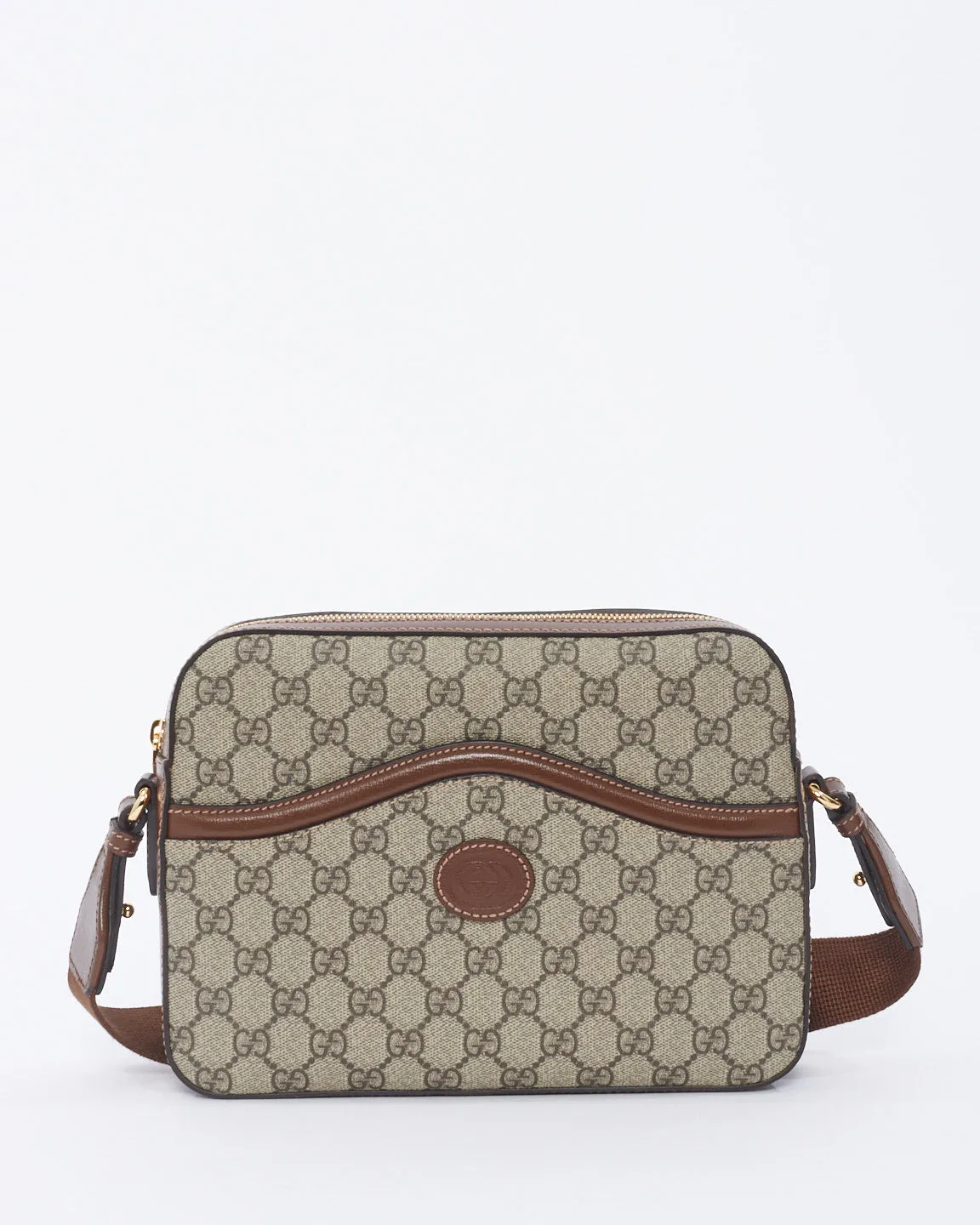 Gucci Brown GG Supreme Canvas Interlocking G Messenger Bag