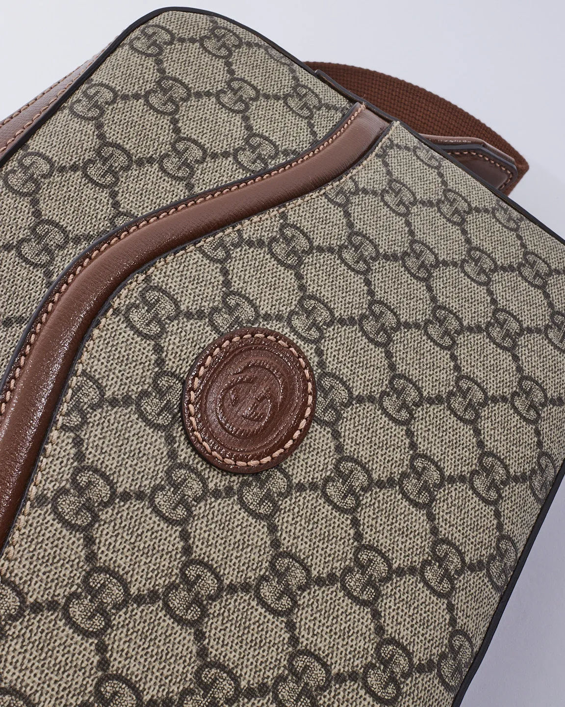 Gucci Brown GG Supreme Canvas Interlocking G Messenger Bag