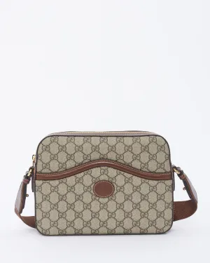 Gucci Brown GG Supreme Canvas Interlocking G Messenger Bag