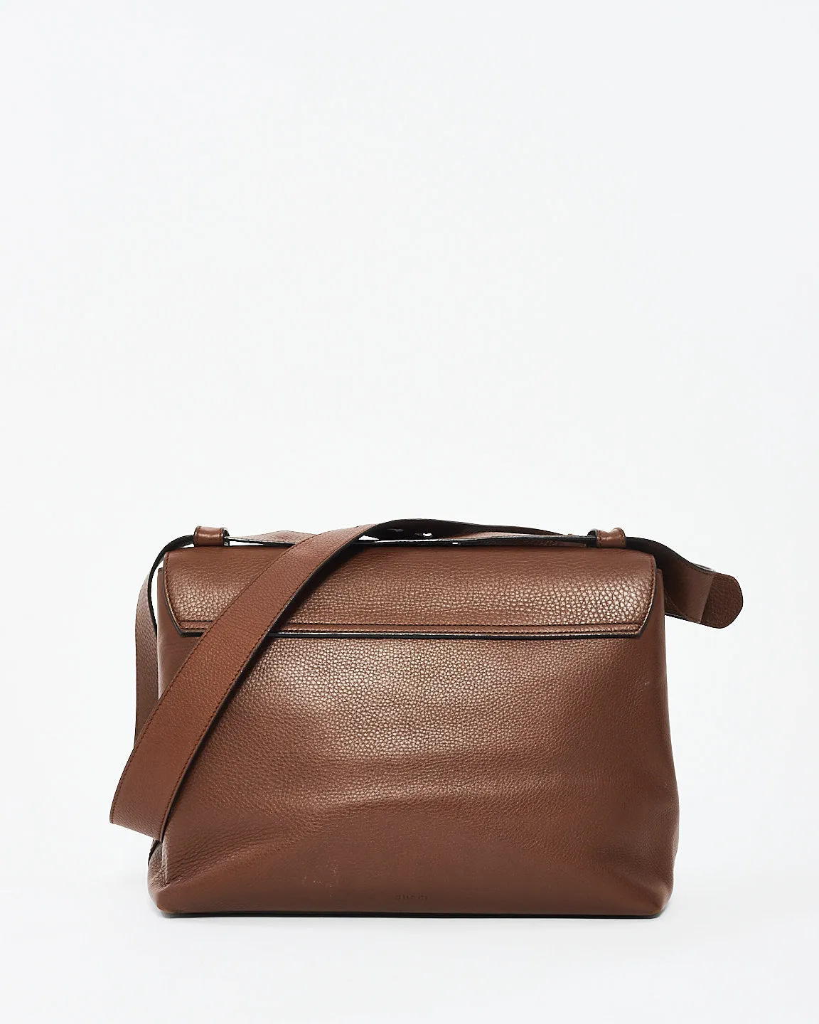 Gucci Brown Leather GG Marmont Messenger Shoulder Bag