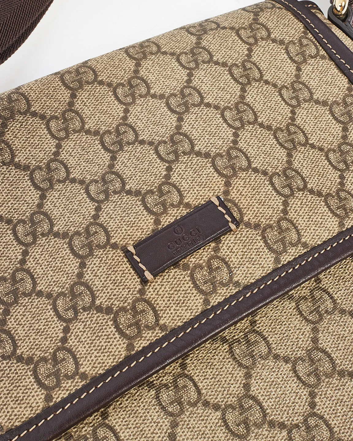 Gucci Brown Monogram GG Supreme Coated Canvas Flap Messenger Bag