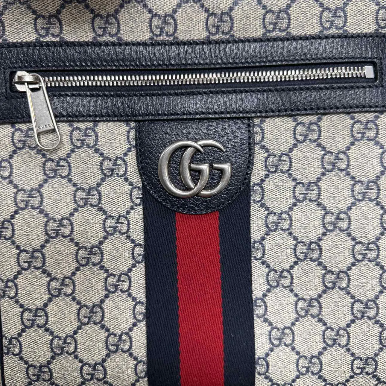 Gucci Messenger Bag "GG SUPREME OPHIDIA" Used Navy Size OS