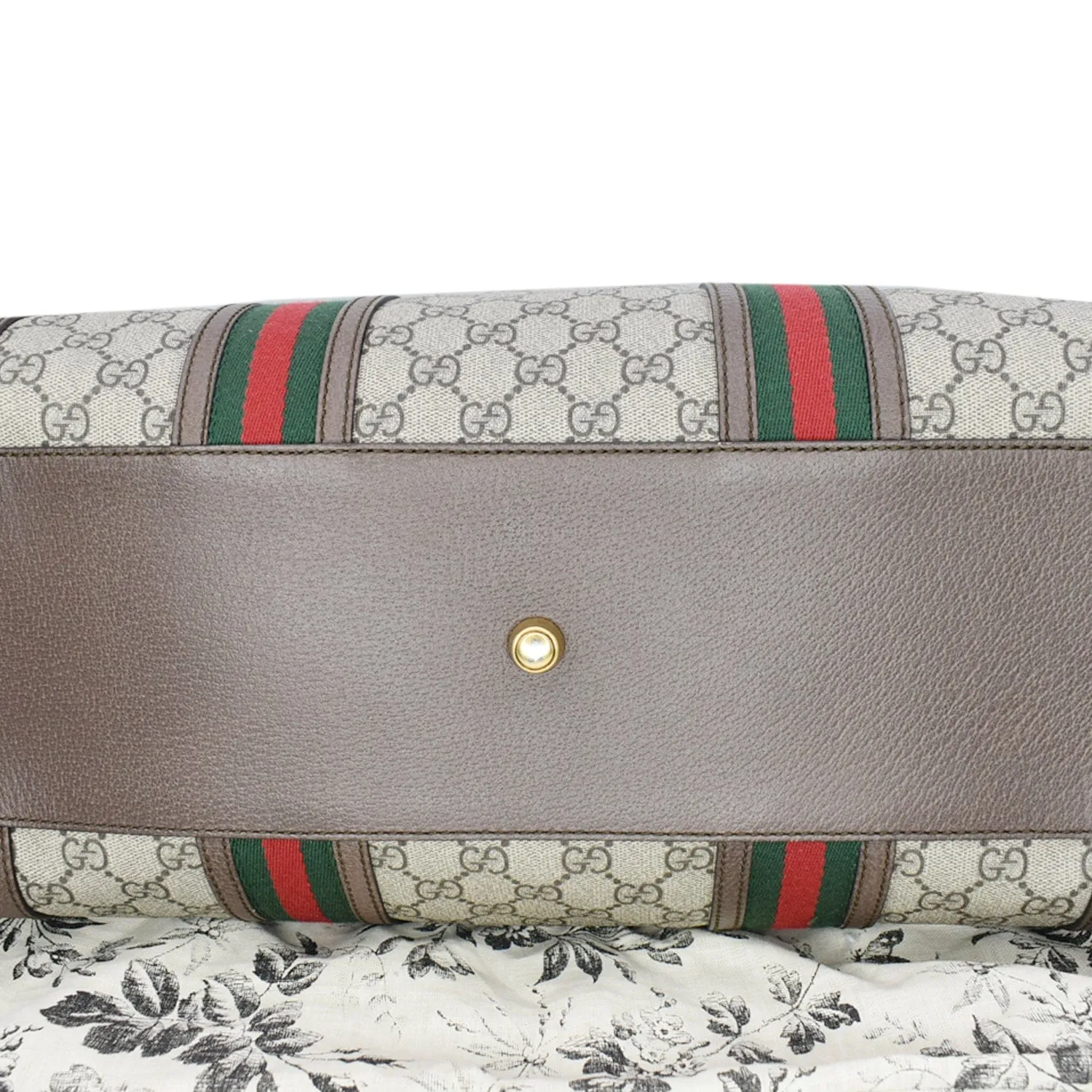 GUCCI Neo Vintage GG Supreme Monogram Web Duffel Travel Bag Beige