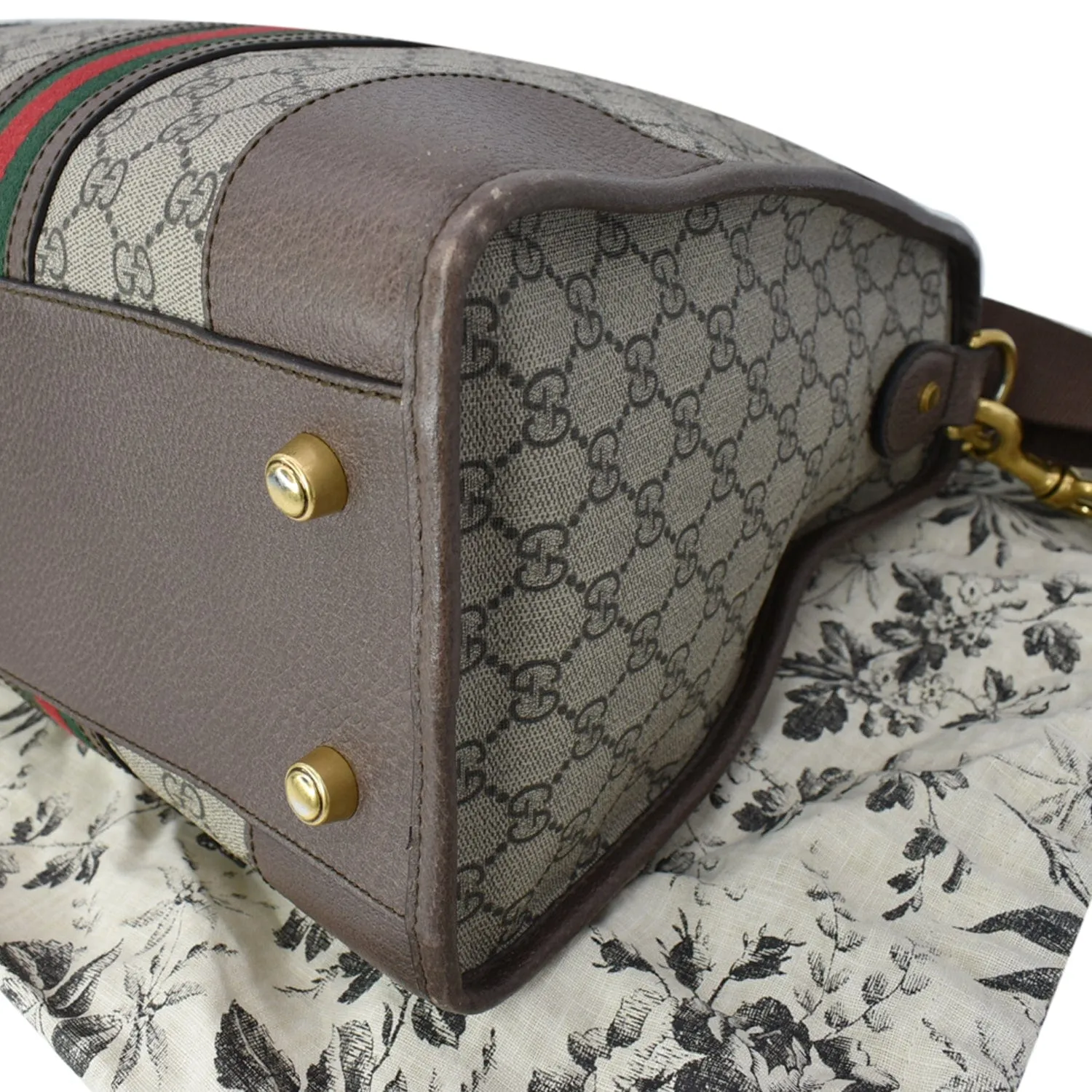 GUCCI Neo Vintage GG Supreme Monogram Web Duffel Travel Bag Beige